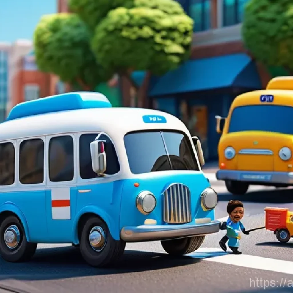 타요의 교훈적 콘텐츠 - **A joyful scene of cooperation and friendship featuring Tayo the Little Bus and his diverse friends...