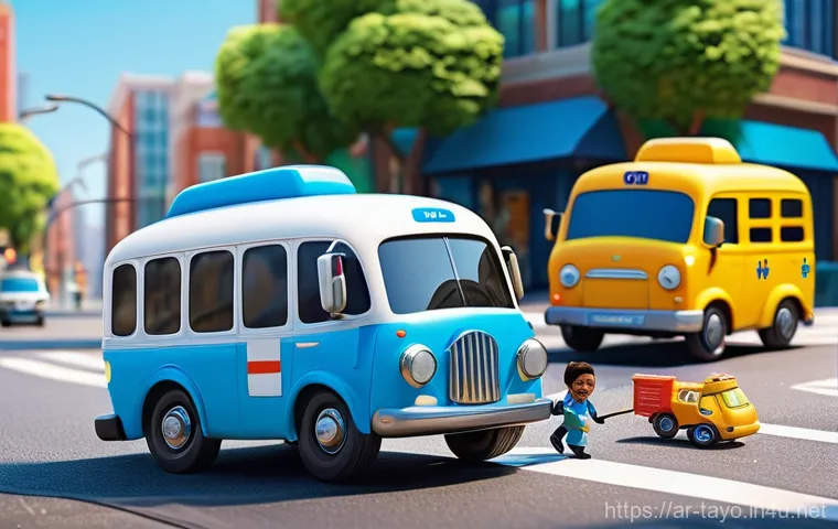 타요의 교훈적 콘텐츠 - **A joyful scene of cooperation and friendship featuring Tayo the Little Bus and his diverse friends...