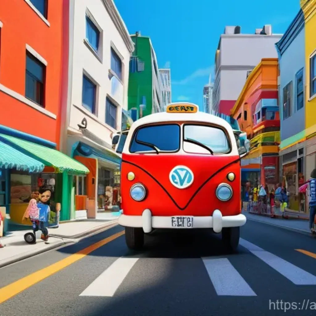 타요 캐릭터 심리학 - **Prompt:** A vibrant, eye-level shot of Tayo the Little Bus, Rogi, Lani, and Gani, all friendly and...