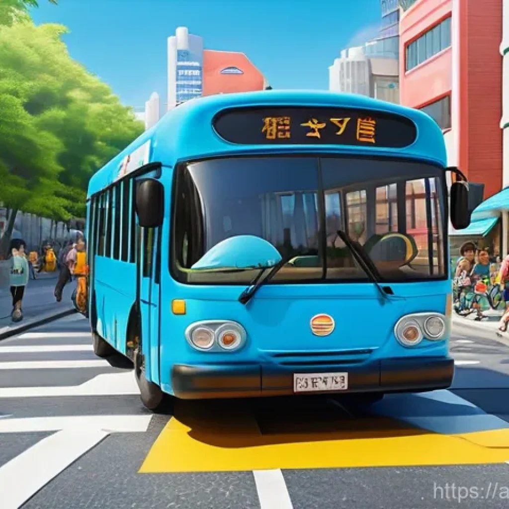 타요로 보는 어린이 심리 - **Prompt:** A vibrant, cheerful scene featuring Tayo the Little Bus, bright blue and smiling, confid...