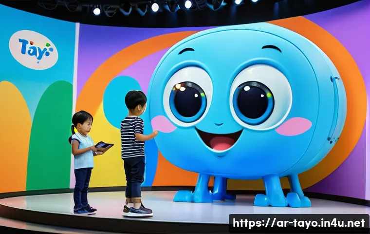 타요 캐릭터의 미래 발전 방향 - **AI & Smart Learning Experience with Tayo**
    An animated, vibrant, and futuristic illustration d...