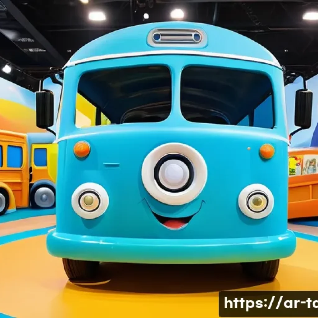 타요의 현장 이벤트 - A vibrant interactive children's event set in a large, colorful indoor play area decorated with scen...